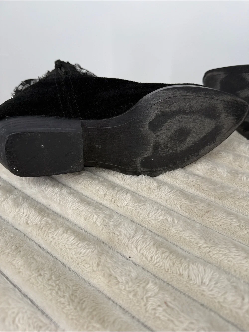 Sam Edelman Avril Black Suede Crystal-Embellished Women's Ankle Boots size 8M